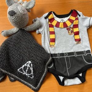 Harry Potter baby blanket toy/onesie bundle